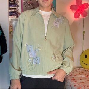 Alfred Dunner Light Green Embroidered Jacket
